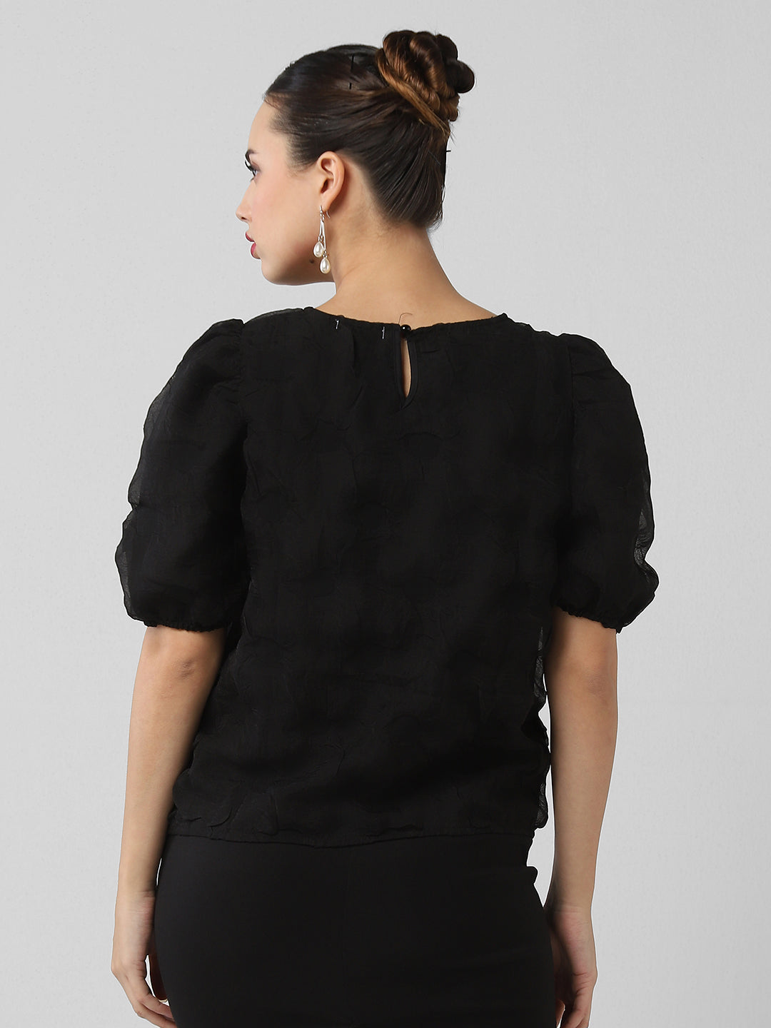 Women Black Solid Top