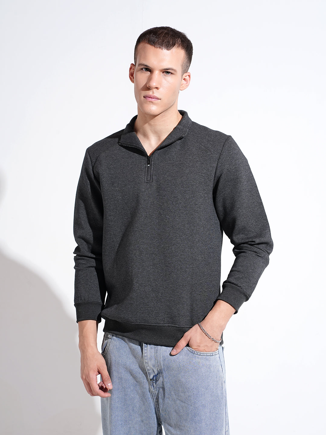 Men's Grey High Neck Sweater
