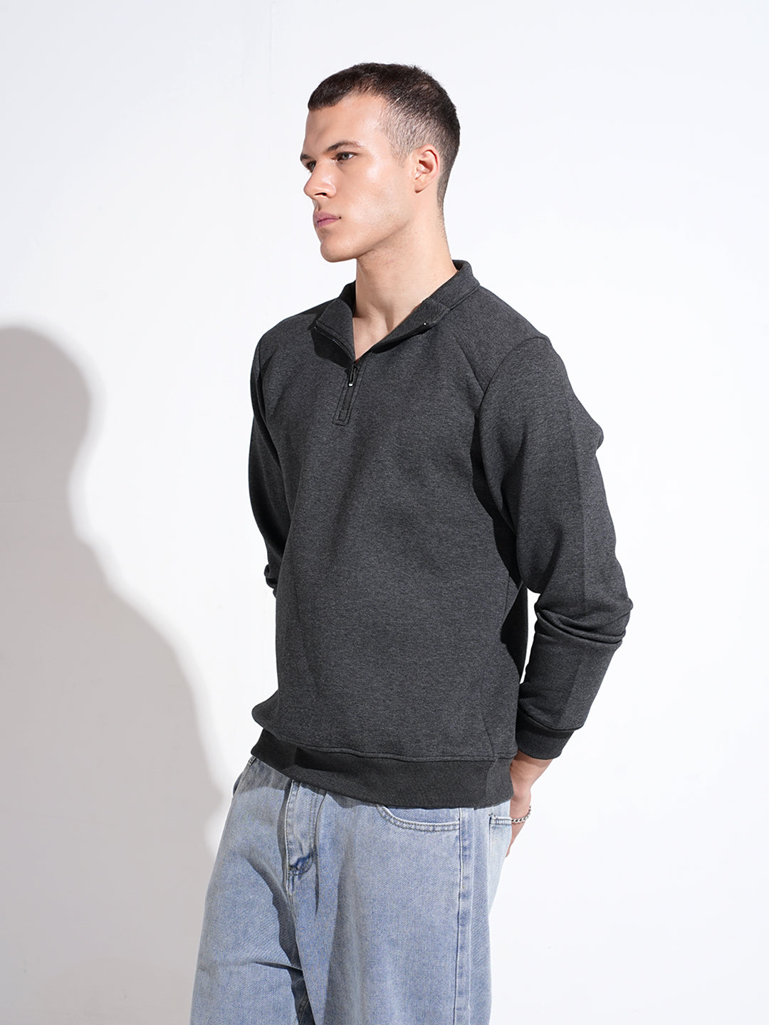Men's Grey High Neck Sweater