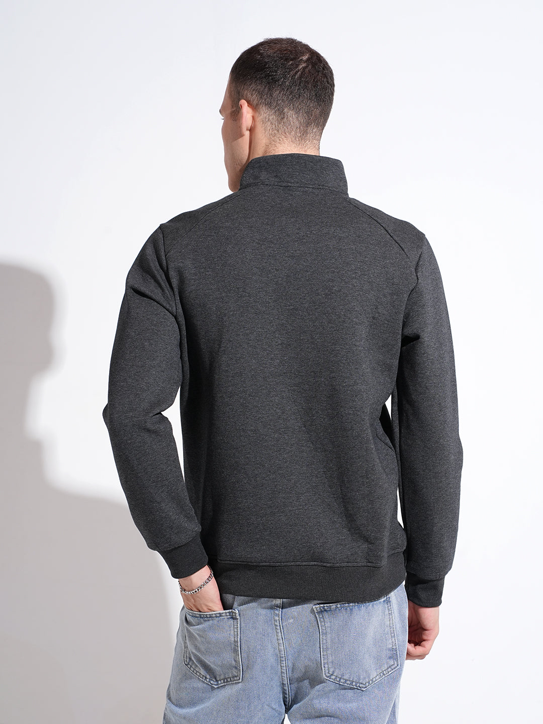 Men's Grey High Neck Sweater