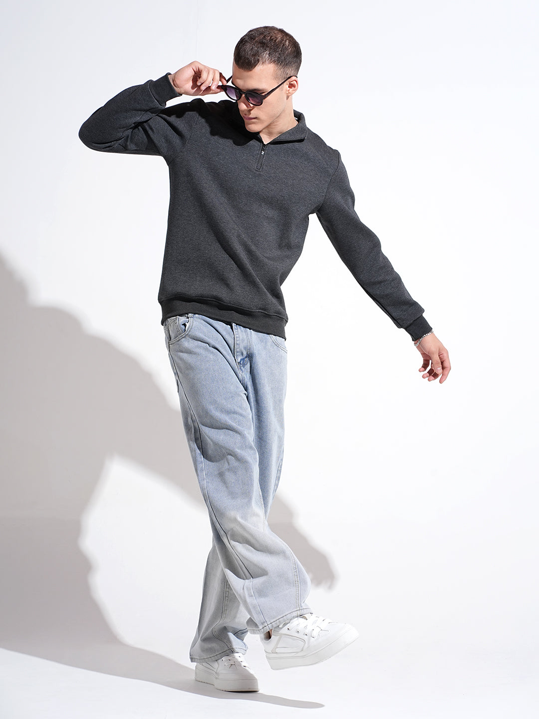 Men's Grey High Neck Sweater