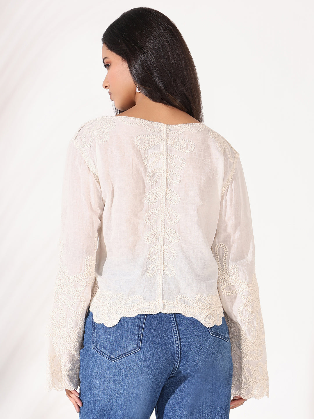 Women Cream Floral Top