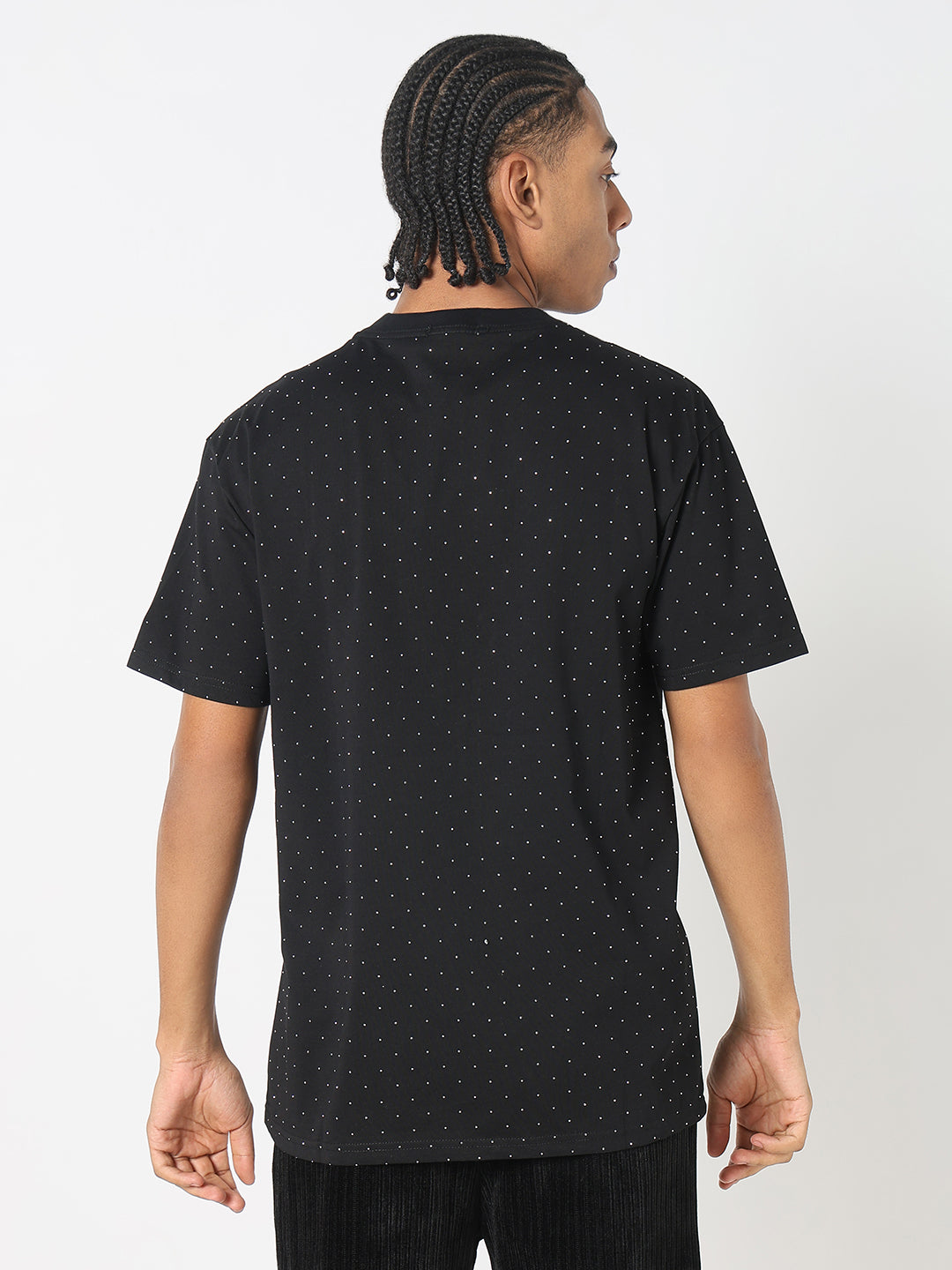 Men Casual Black White Dots T-Shirt