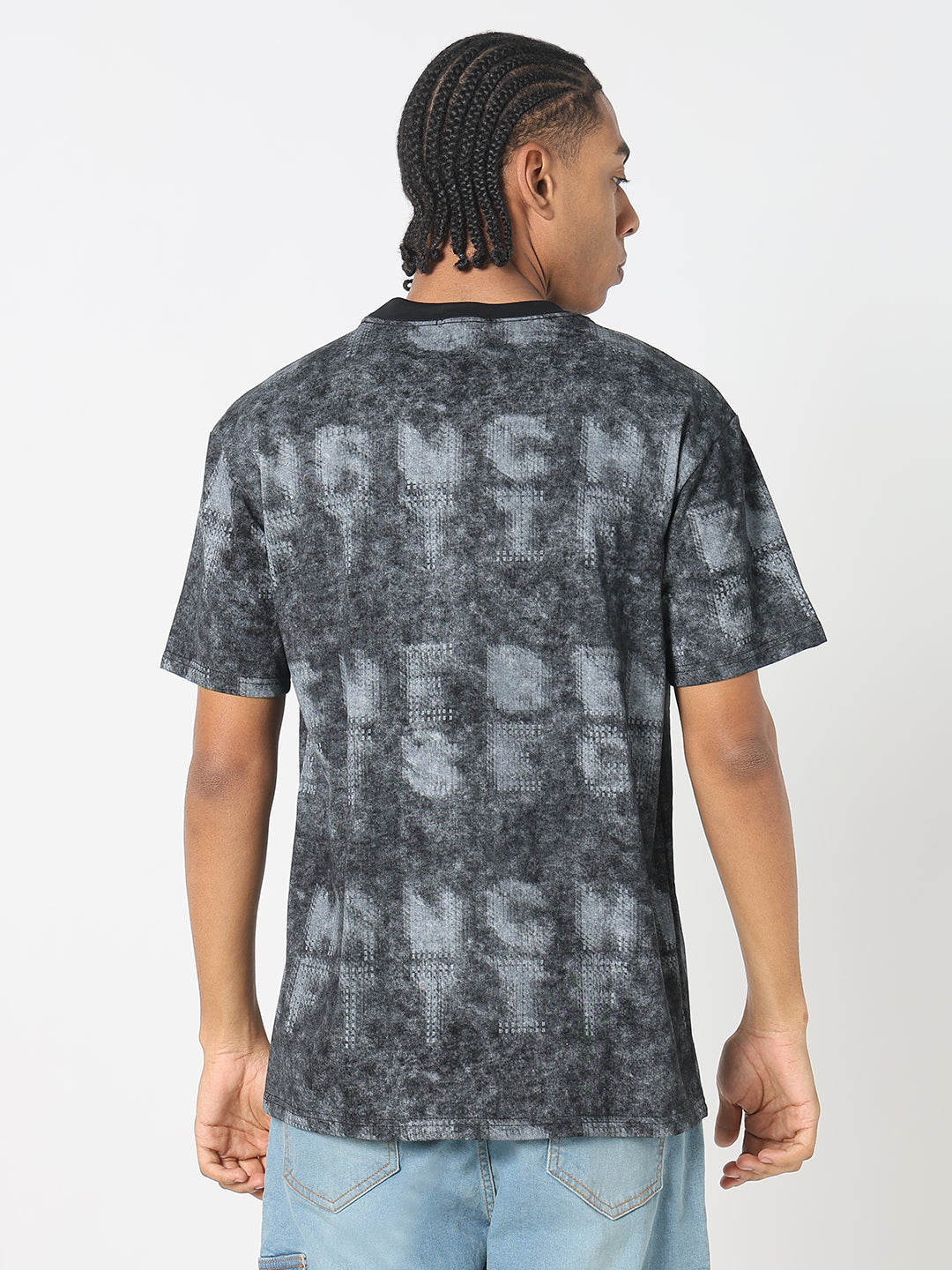 Men Casual Grey Typography T-Shirt