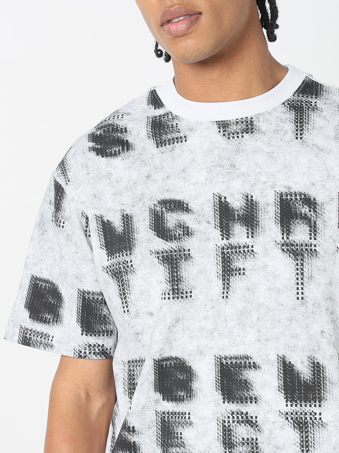 Men Casual White Typography T-Shirt