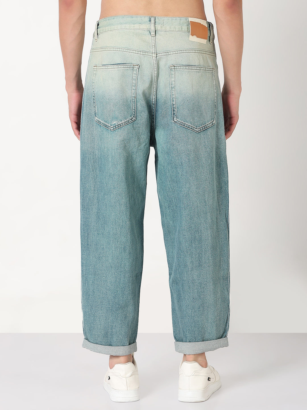 Men's Blue Washed Tapered Fit Ombre Jeans