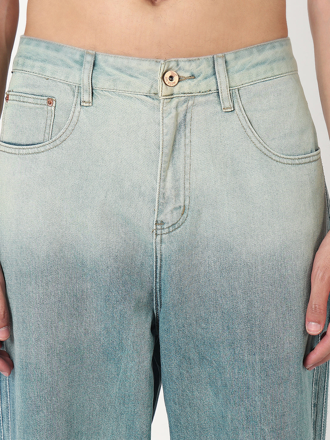 Men's Blue Washed Tapered Fit Ombre Jeans