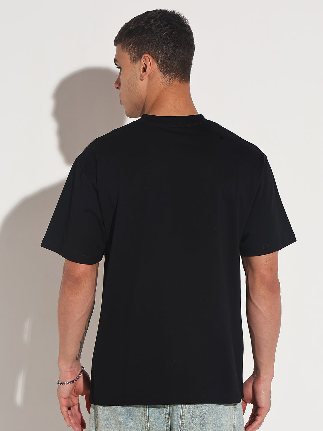 Men's Typography Black Graphic Printed  Round Neck T-Shirt