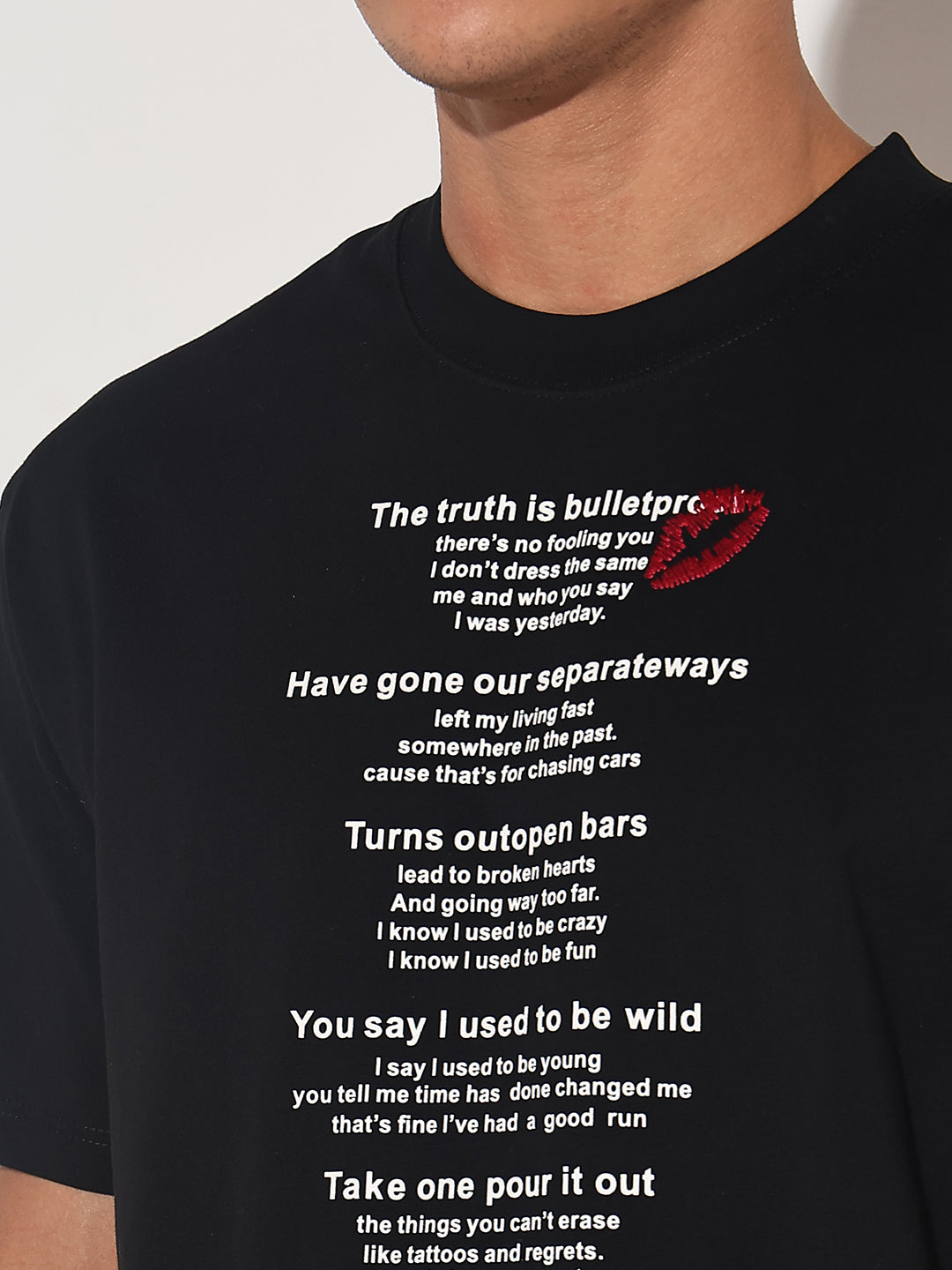 Men's Typography Black Graphic Printed  Round Neck T-Shirt