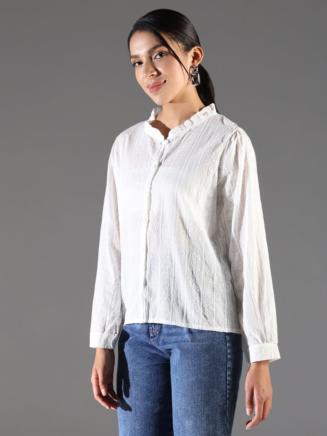 Women White Solid Oversized Shirt