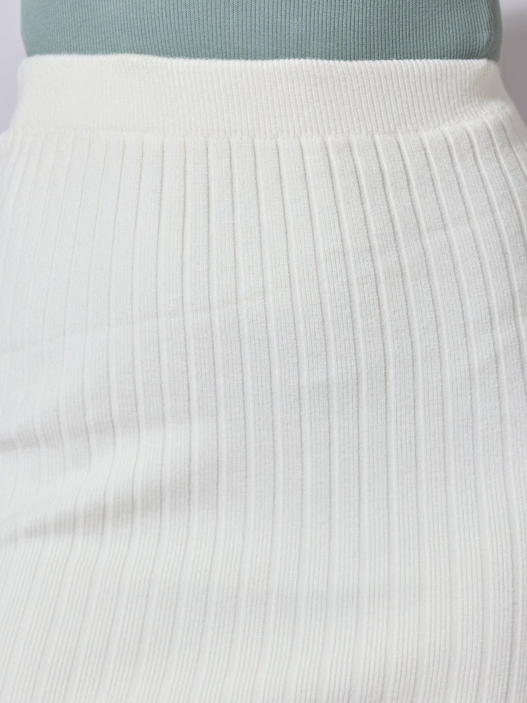 Women's Ribbed Cream Pencil Skirt