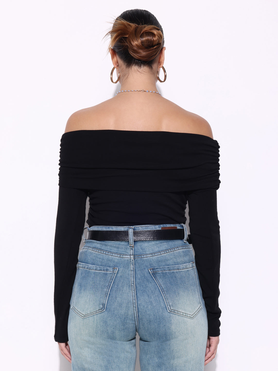 Women Solid Black Top