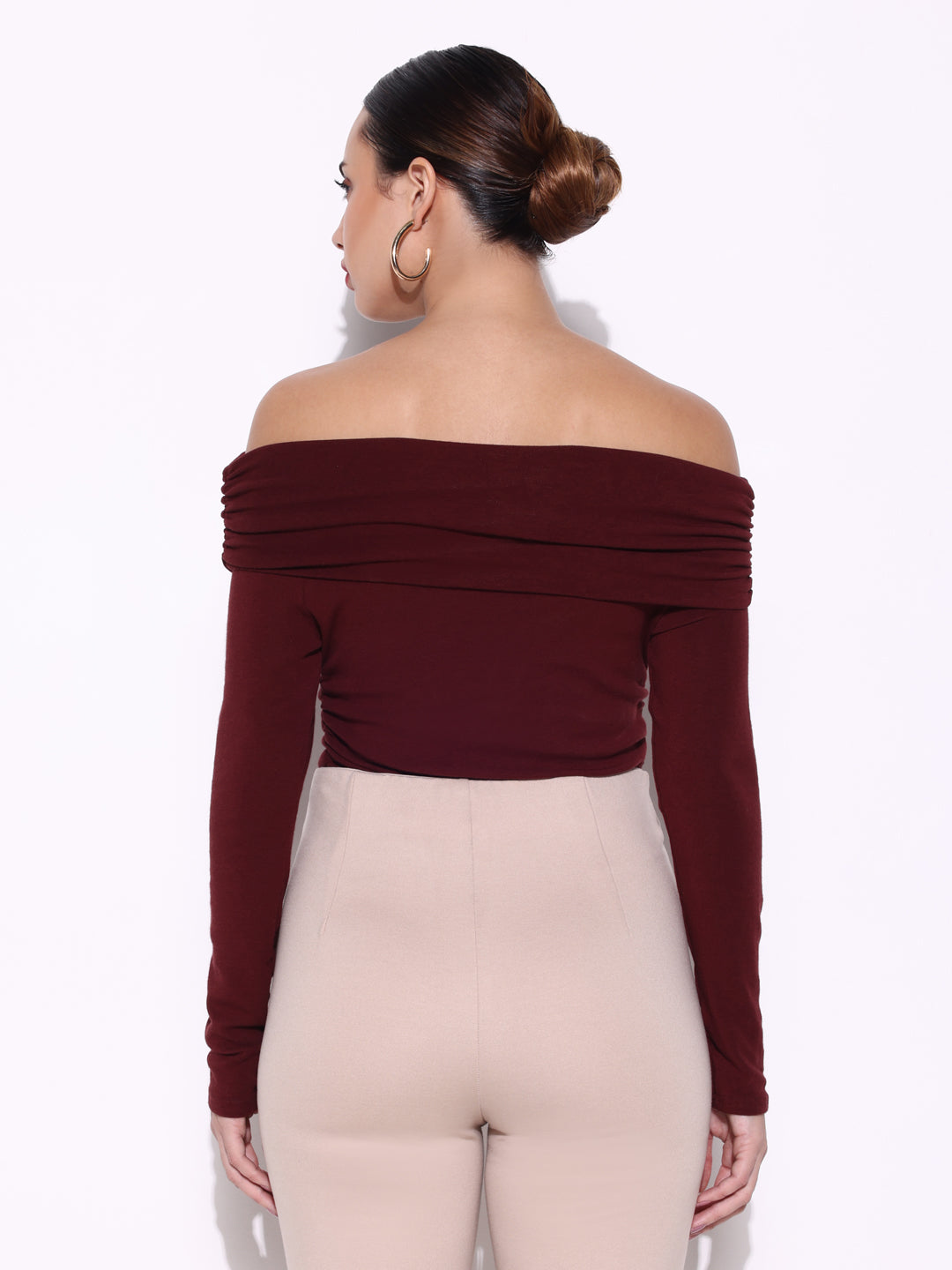 Women Solid Maroon Top