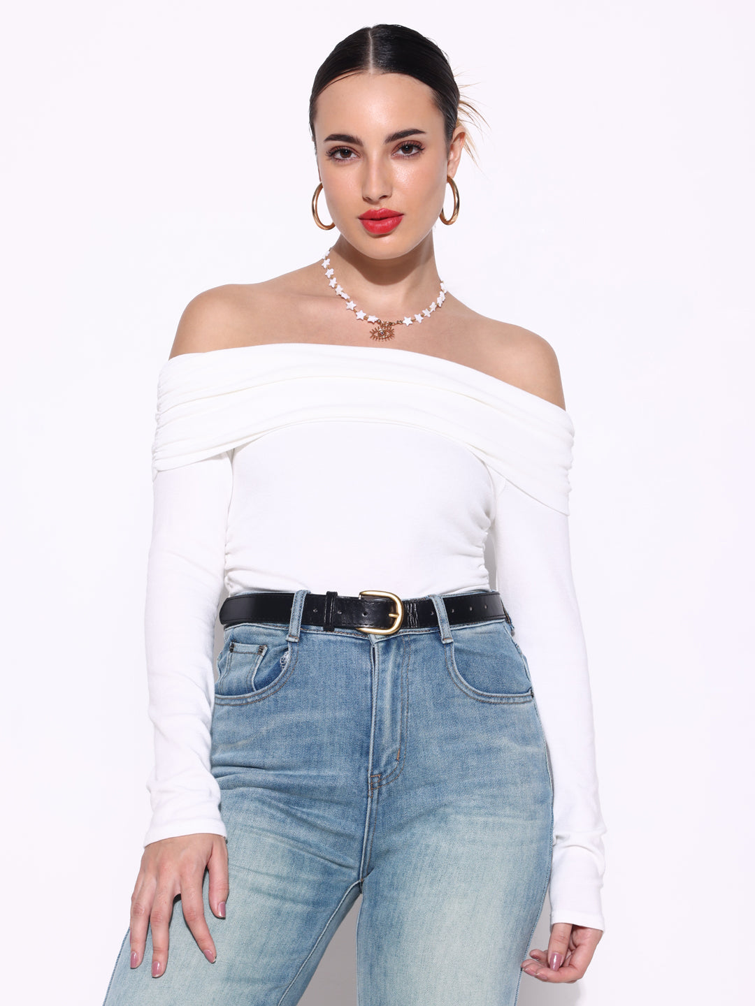 Women Solid White Top