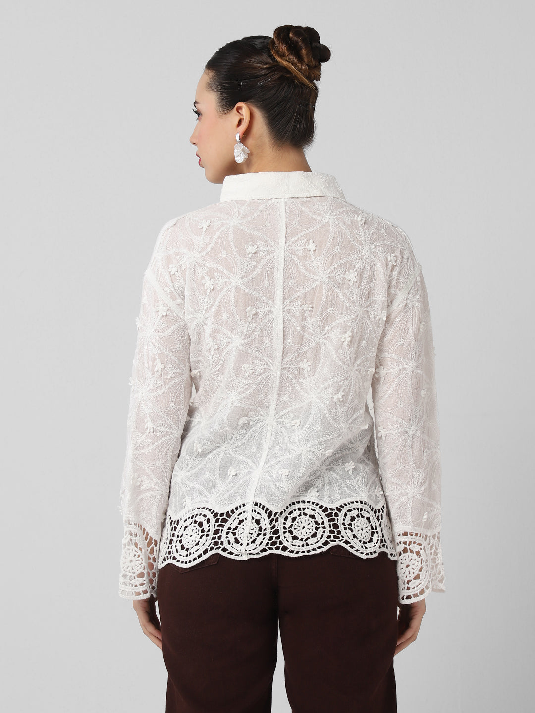 Women Floral White Shirt