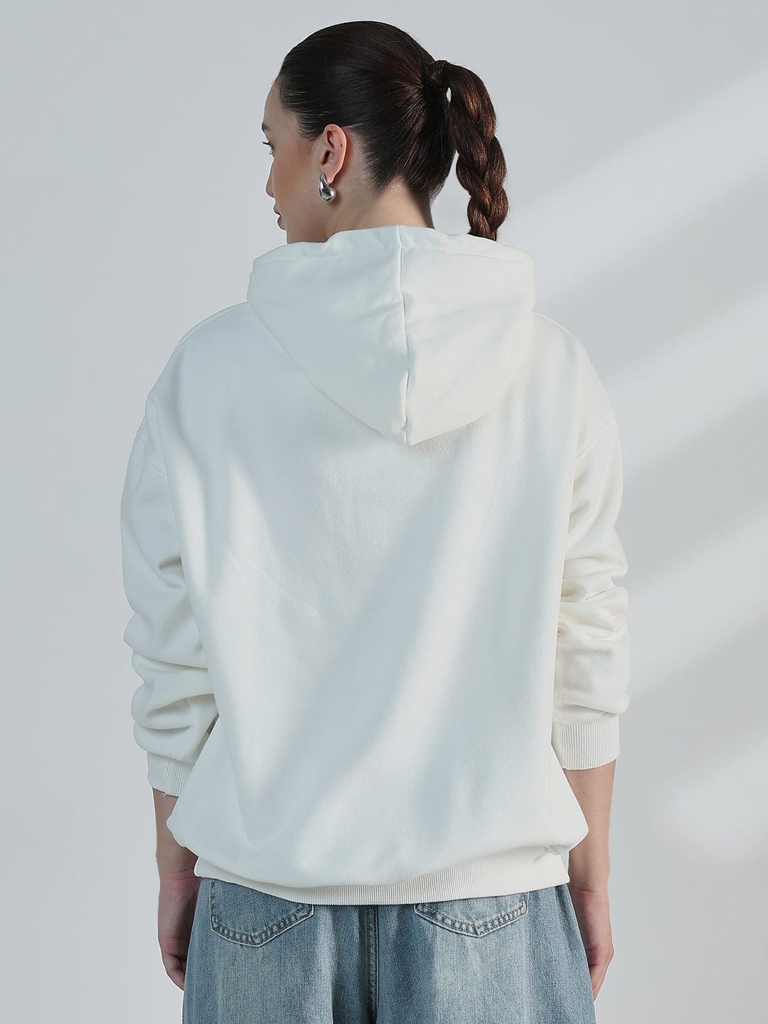 Women's Typography White Oversized Hoodie