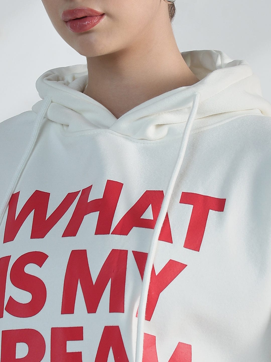 Women's Typography White Oversized Hoodie