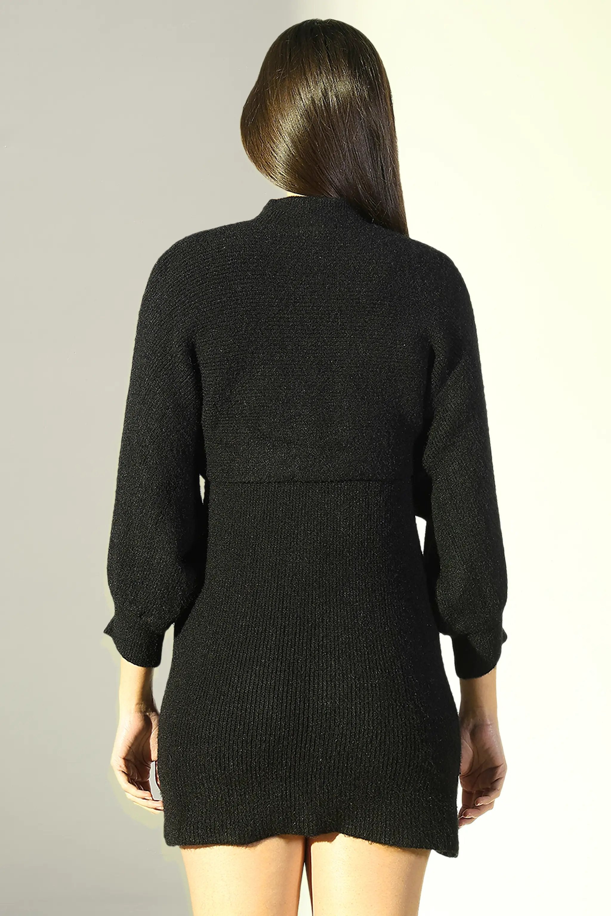 Women's Black Mock Neck Mini Jumper Dress - from SHOWOFFFF