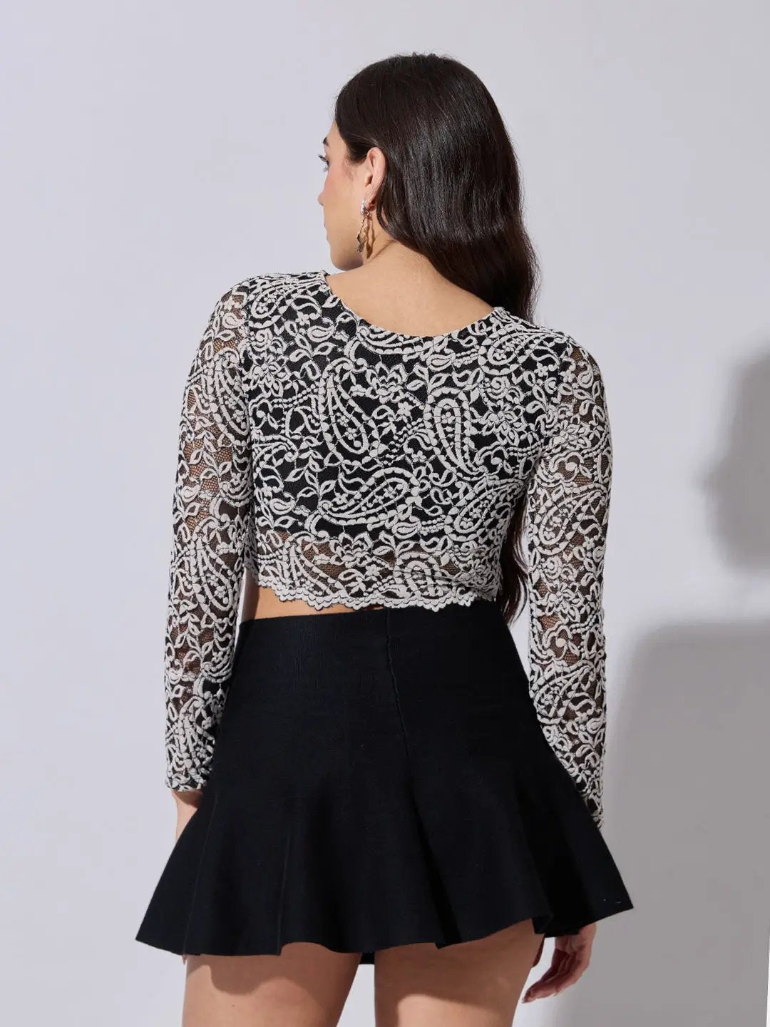 Women's Embroidered Cream Mesh Crop Top - from SHOWOFFFF