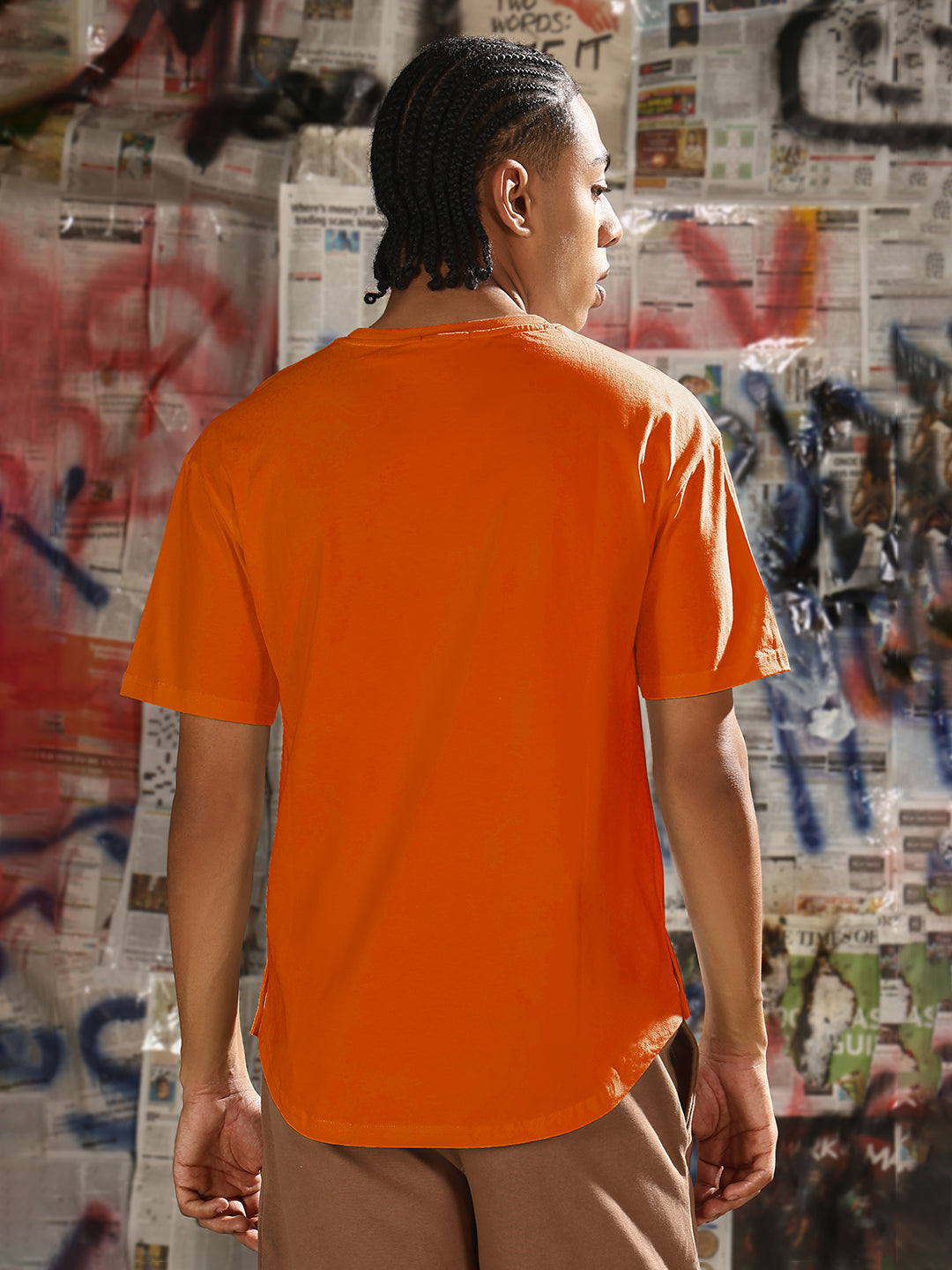 Men's Orange Regular Fit T-Shirt