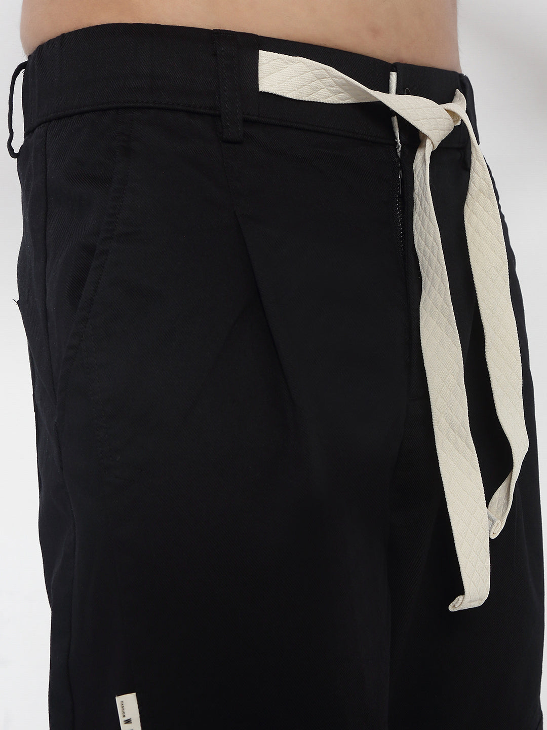 Men's Cotton Black Relaxed Fit Trousers