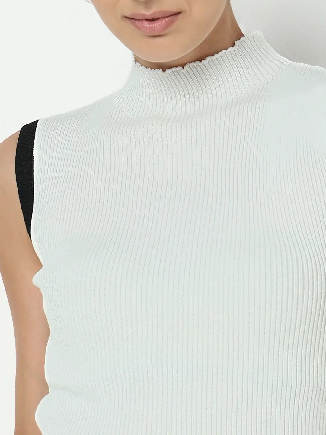Women's White A-Line Mini Dress with Contrast Hem - Uncategorized from SHOWOFFFF