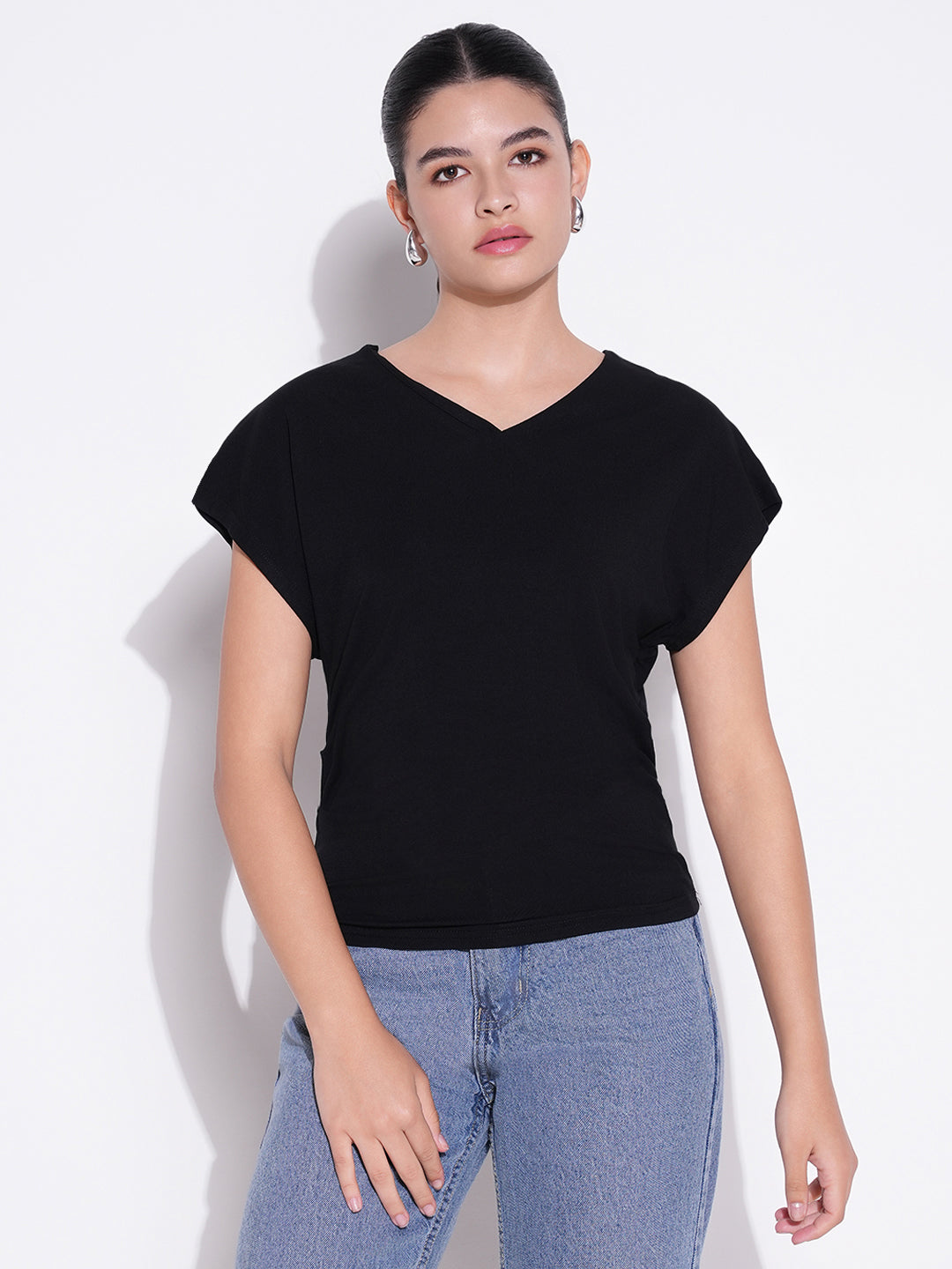 Women Black Solid Top