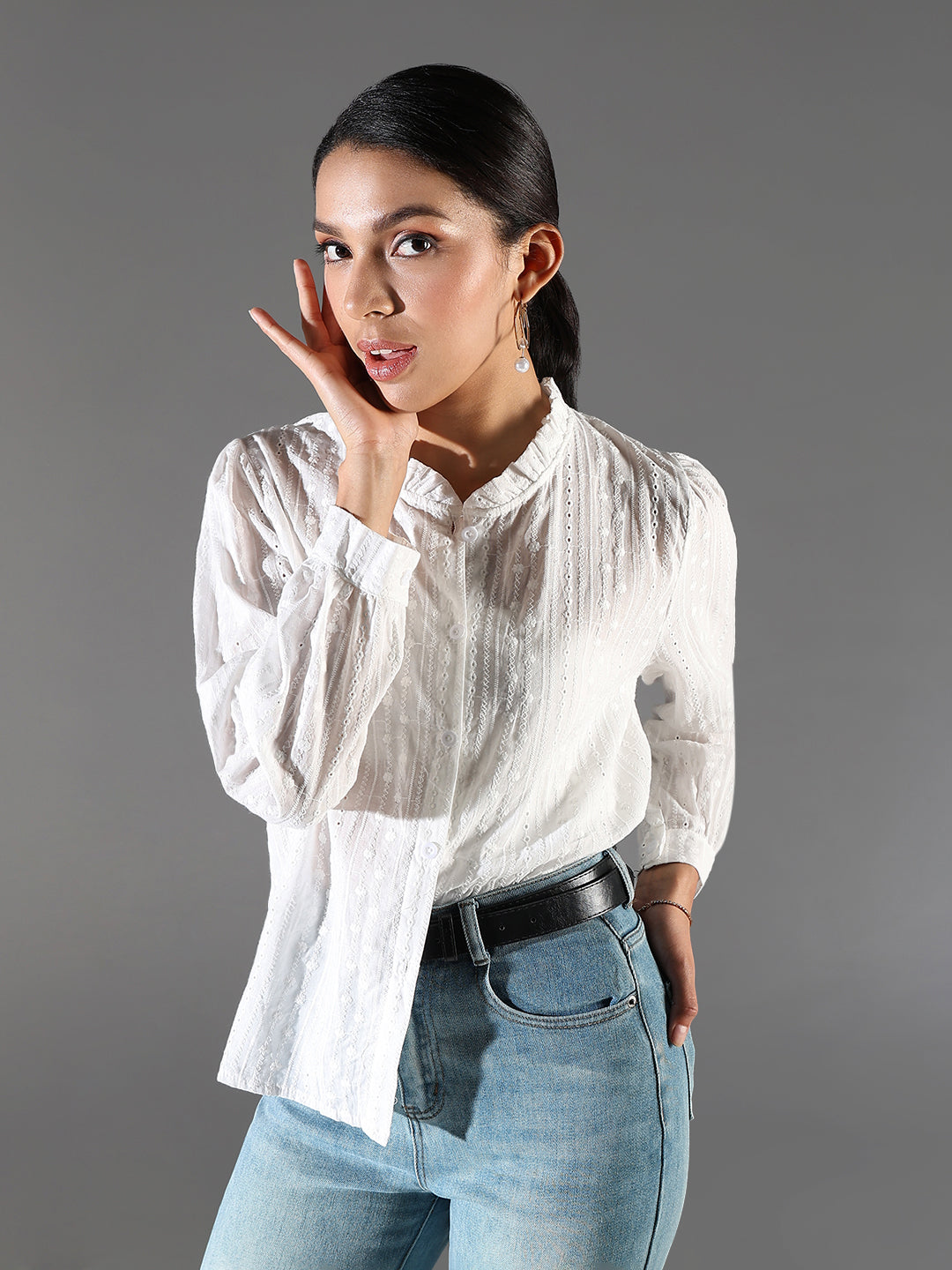 Women White Solid Oversized Shirt