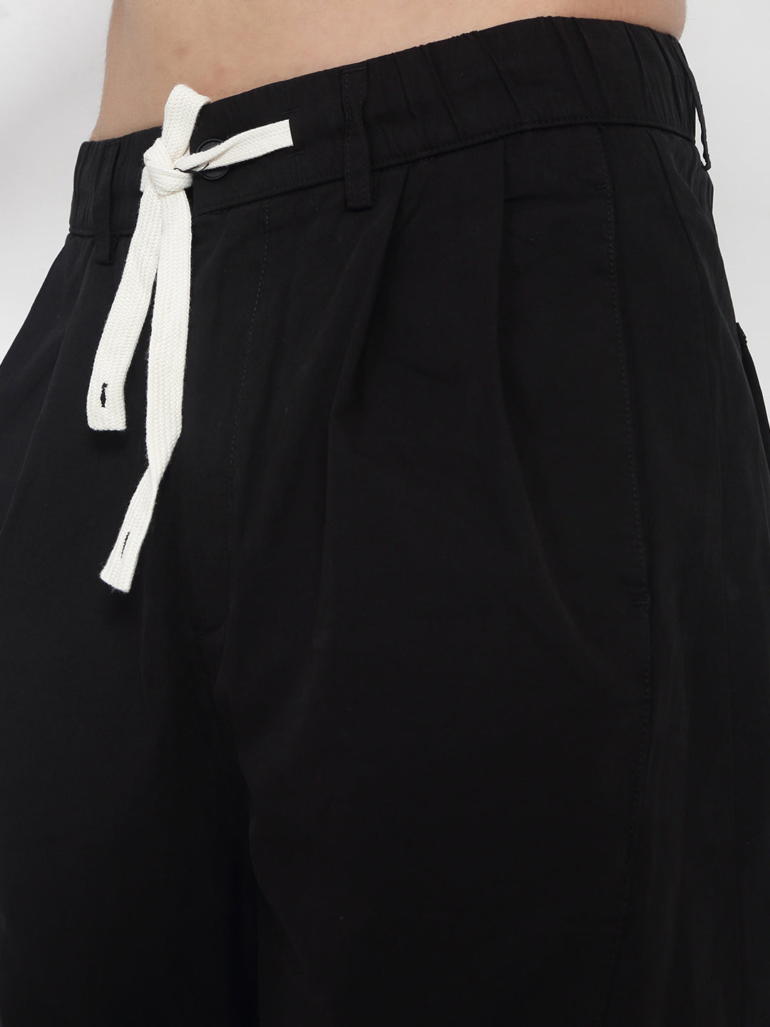 Men's Black Relaxed Fit Korean Trousers