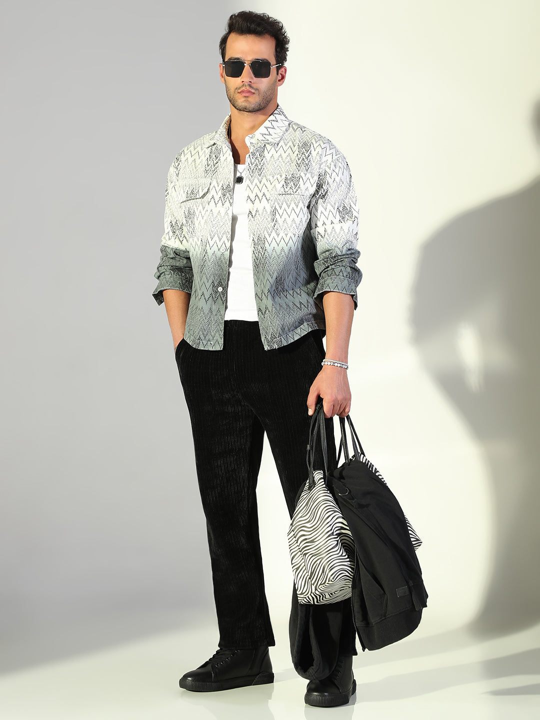 Men's Chevron White Shacket