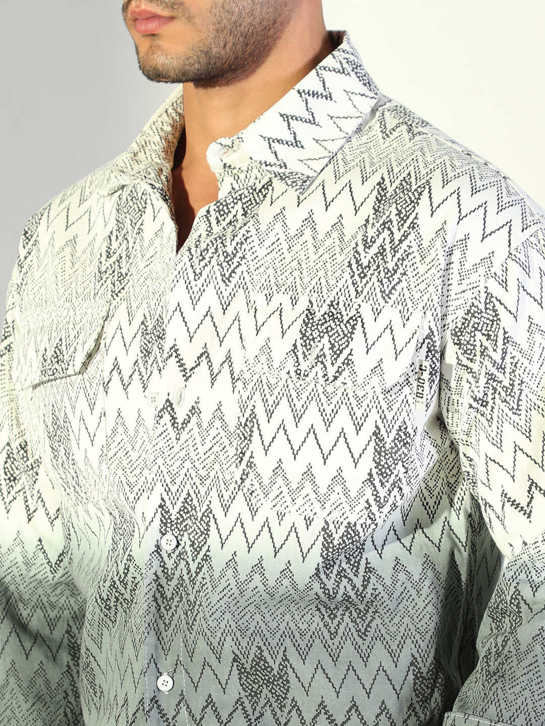 Men's Chevron White Shacket
