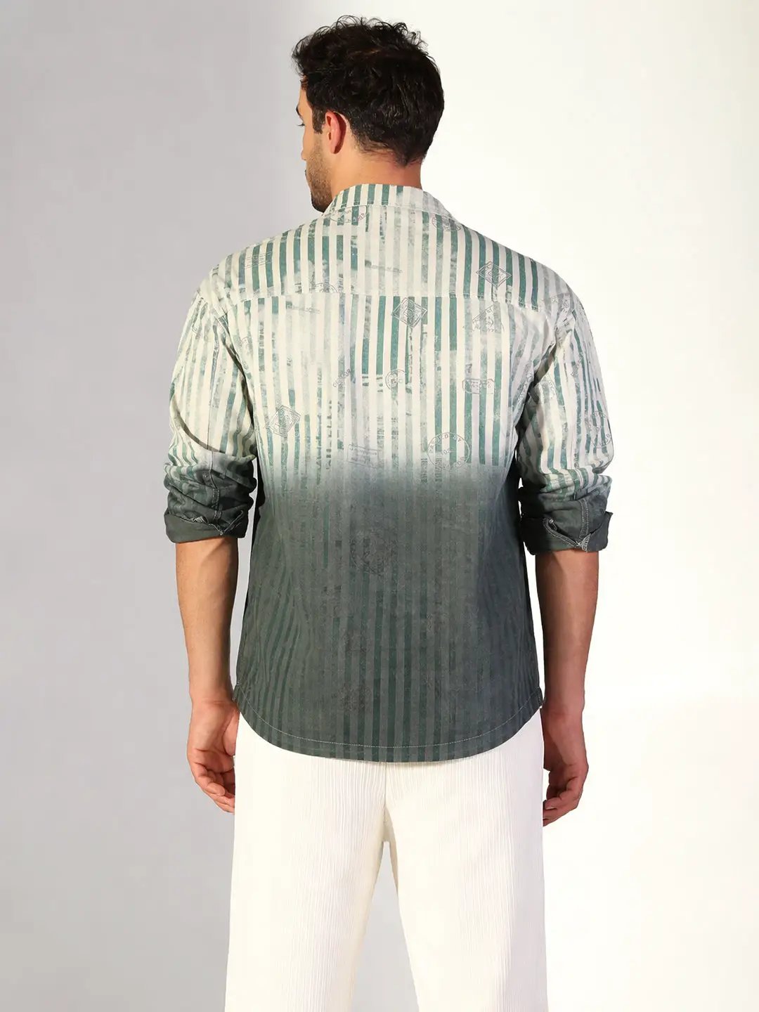 Men's Striped Ombre Green Shacket - Uncategorized from SHOWOFFFF