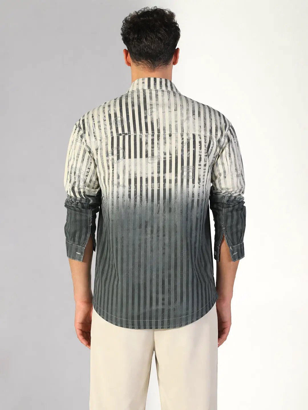 Men's Striped Ombre Grey Shacket - Uncategorized from SHOWOFFFF