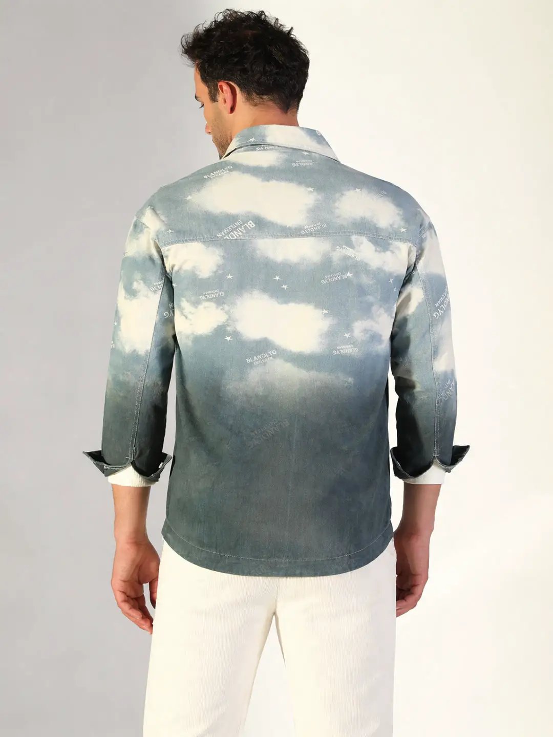 Men's Tie and Dye Blue Shacket - Uncategorized from SHOWOFFFF