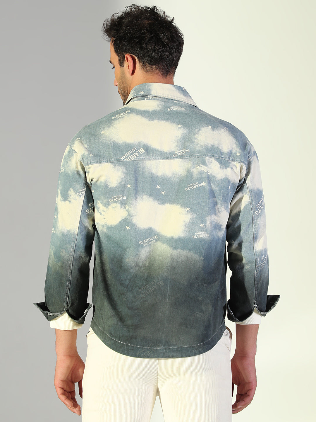 Men Tie and Dye Blue Shacket