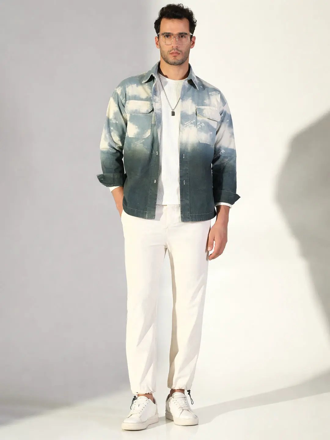 Men's Tie and Dye Blue Shacket - Uncategorized from SHOWOFFFF