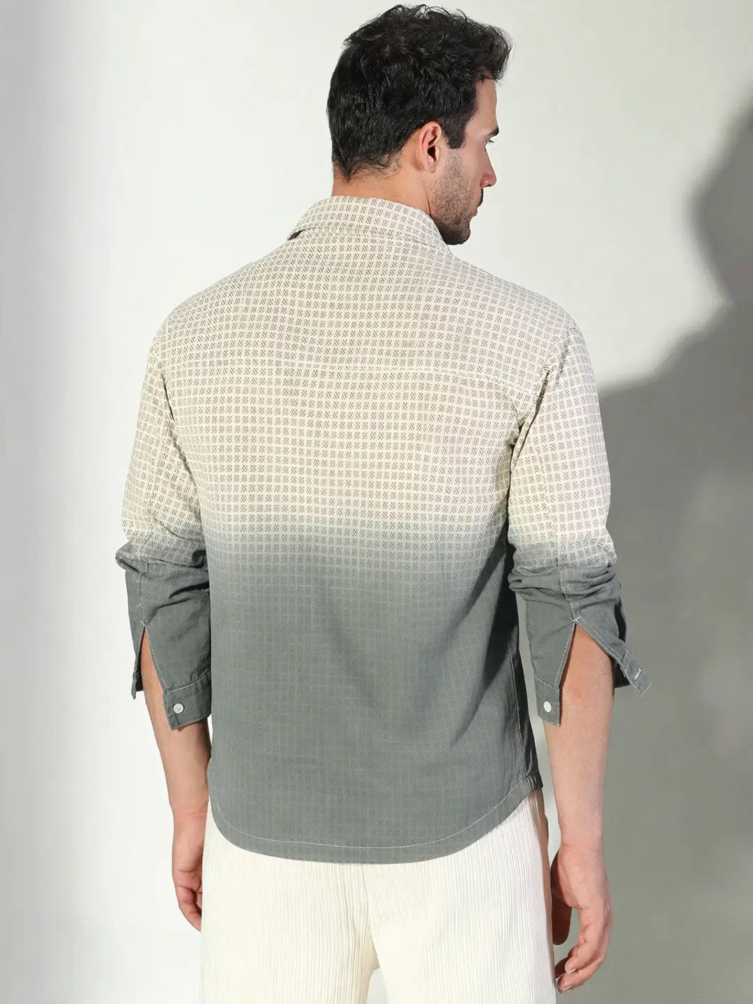 Men's Checks Ombre Beige Shacket - Uncategorized from SHOWOFFFF