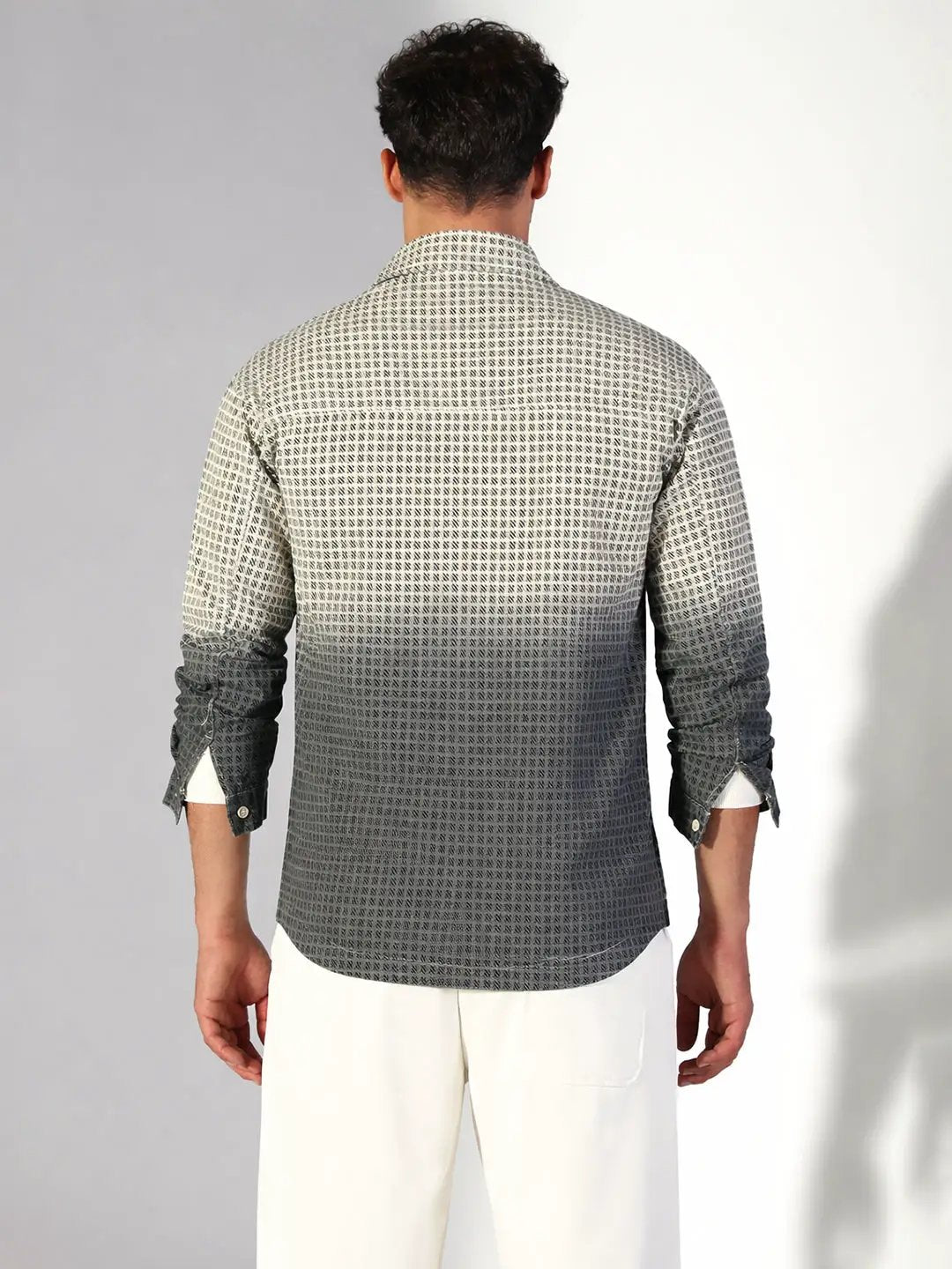 Men's Checks Ombre Grey Shacket - Uncategorized from SHOWOFFFF