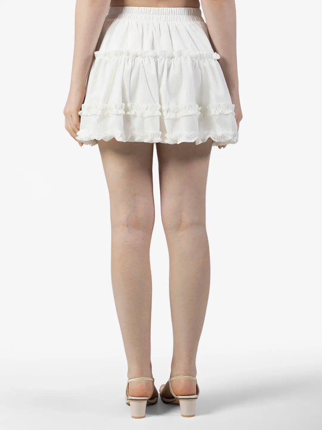 Women's Tiered White Ruffle Mini Skort - from SHOWOFFFF