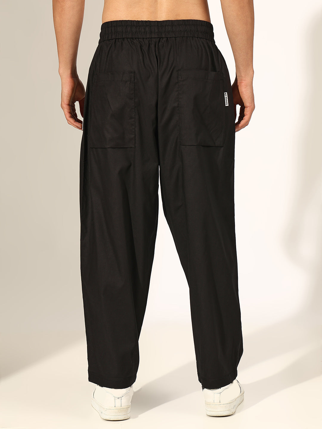 Men's Black Relaxed Fit Korean Trouser