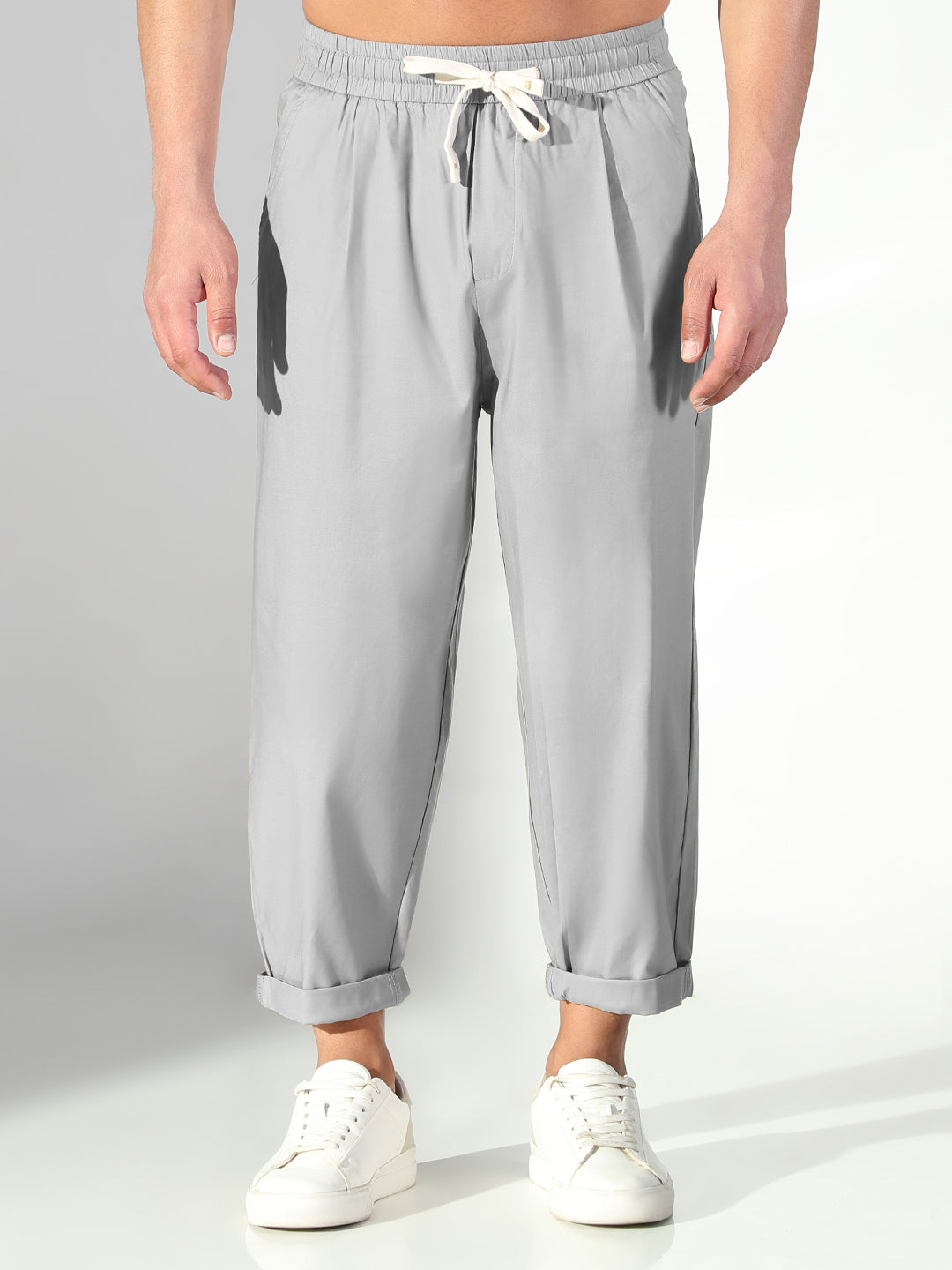 Men's Grey Relaxed Fit Korean Trouser
