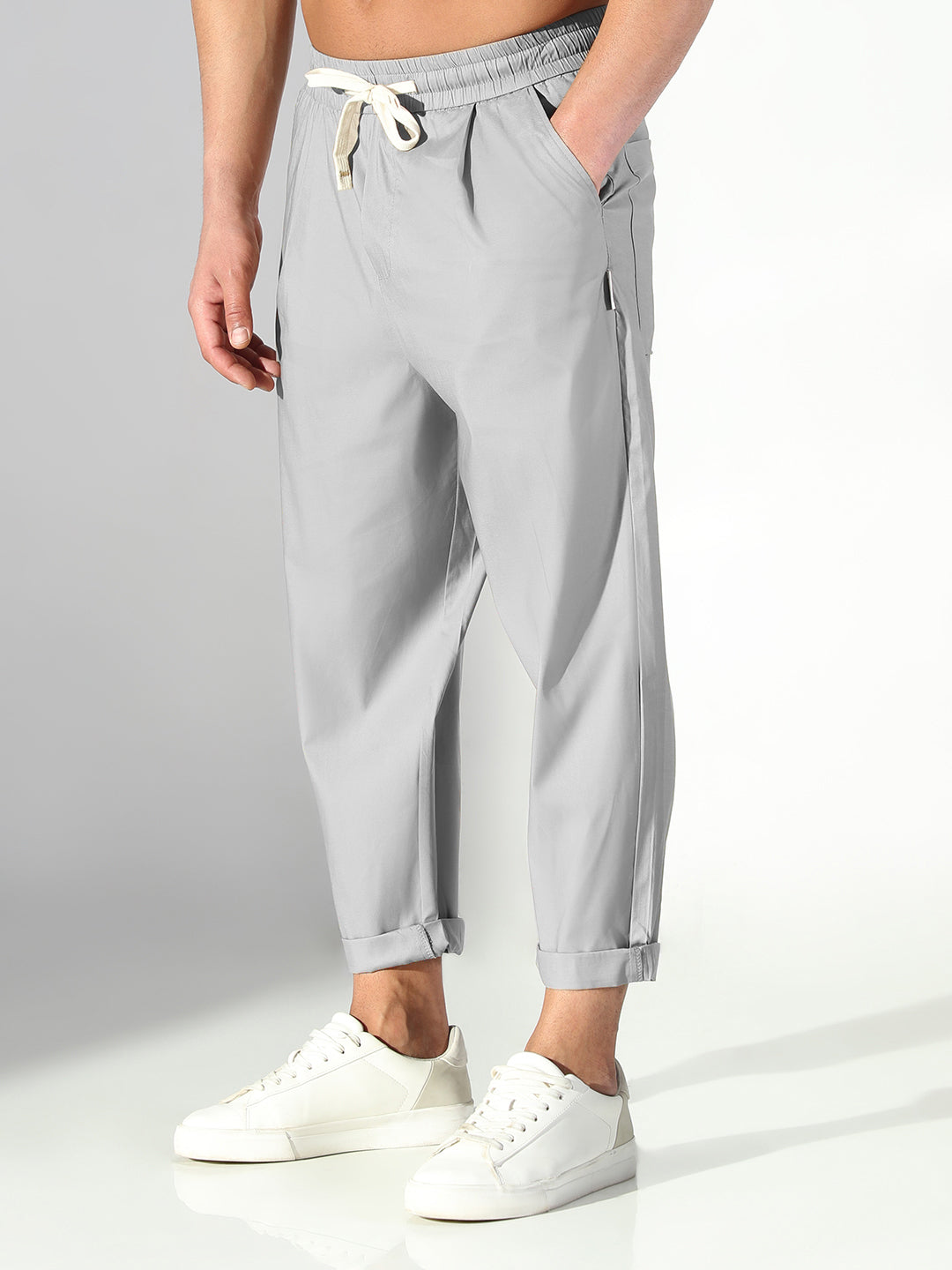 Men's Grey Relaxed Fit Korean Trouser