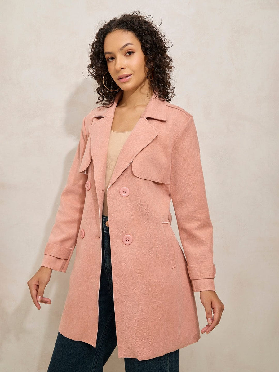 20aw】Double Cloth Peach Trench Coat Peach trench coats