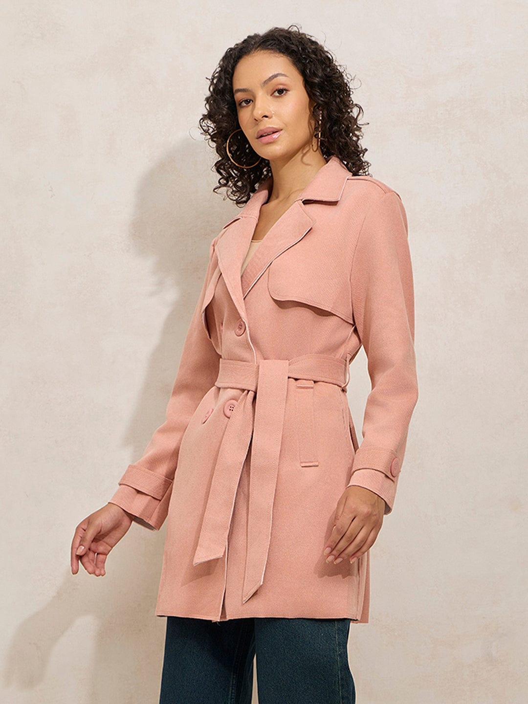 19aw Double Cloth Peach Trench Coat サイズ1 Buy Women's Peach Trench Coat with Shoulder Flaps Online
