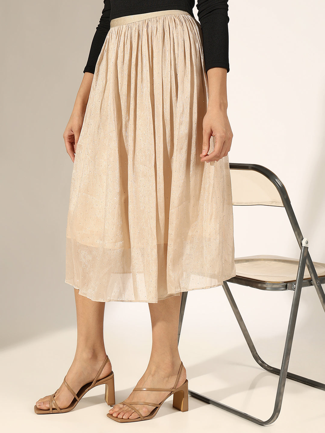 Women's Flared Skirt andmary Dida pleats flare skirt ベージュM