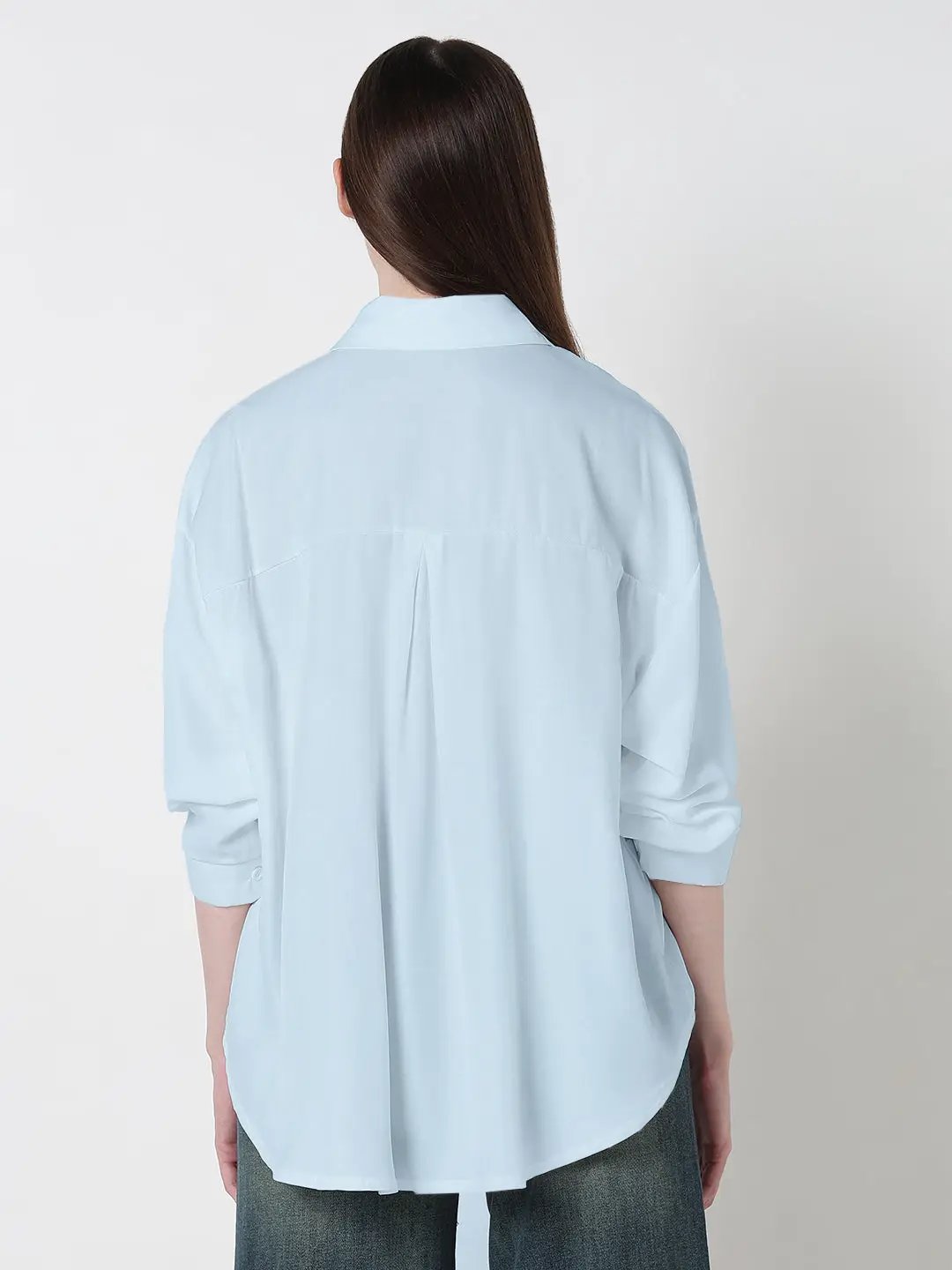 Women's Blue Oversized Fit Button Down Shirt - from SHOWOFFFF