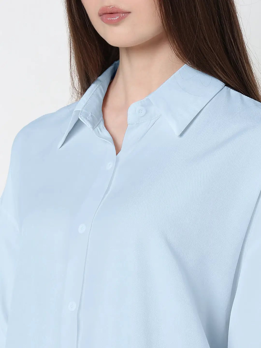 Women's Blue Oversized Fit Button Down Shirt - from SHOWOFFFF