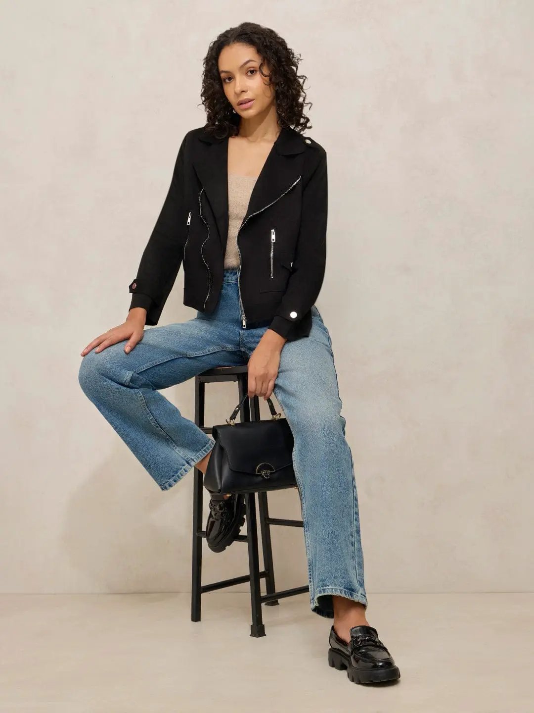 ジャケット・アウター JCAESAR Asymmetric Zipper Short Jacket Buy Women's Black Asymmetric Zipper Short Jacket Online | Showoffff
