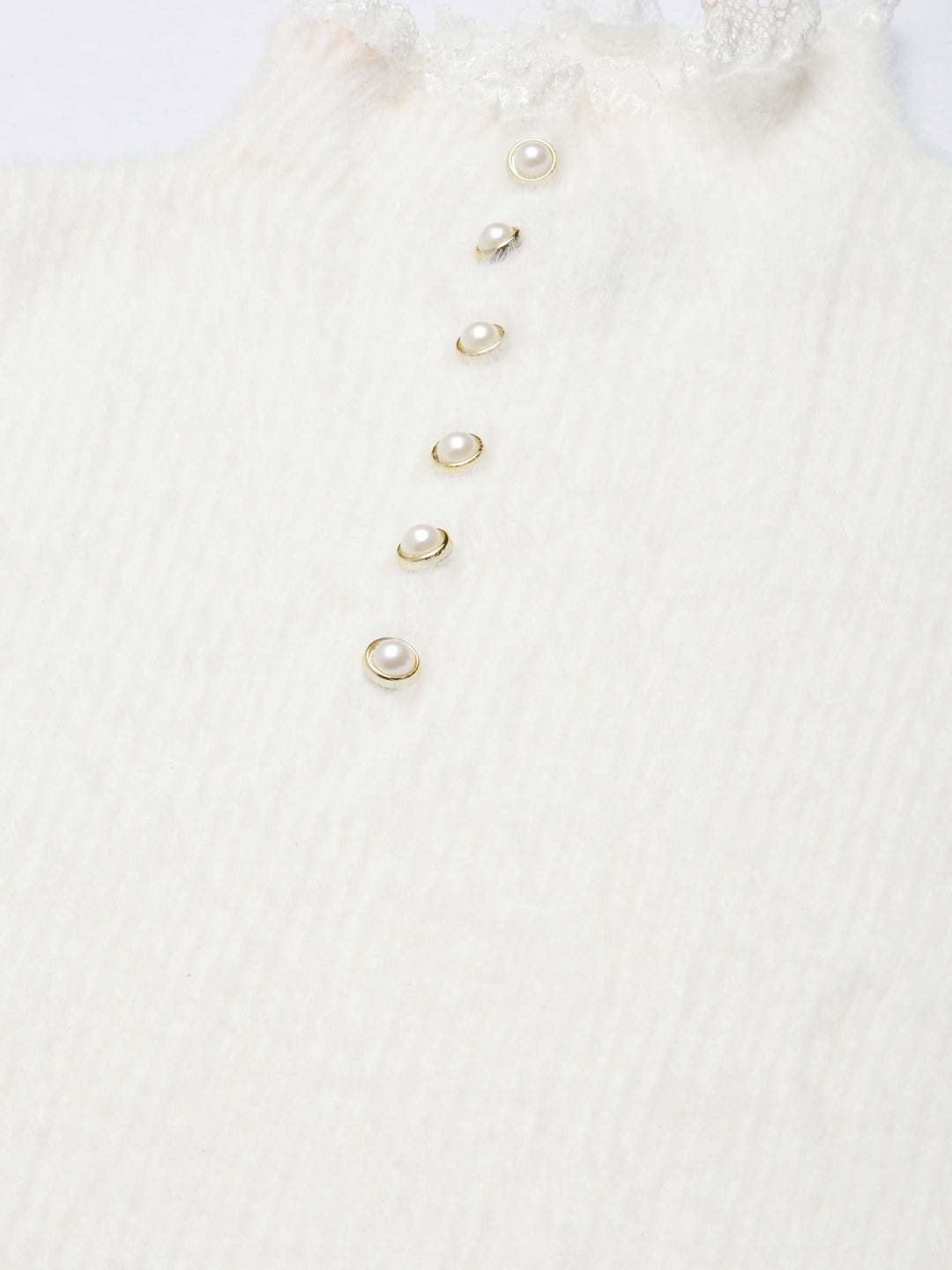 Women's Off White Solid Regular Top