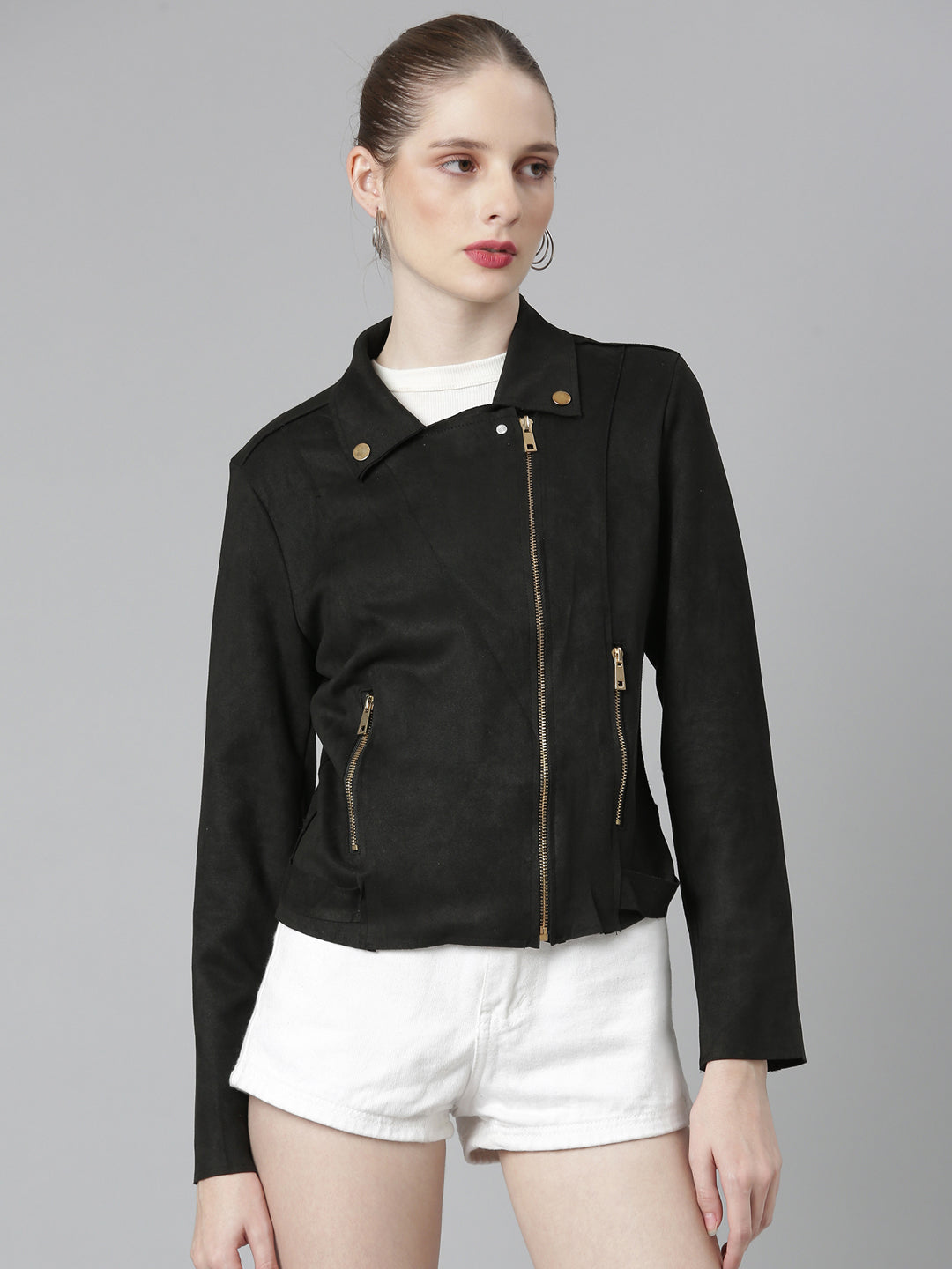 Women Black Solid Tailored Jacket